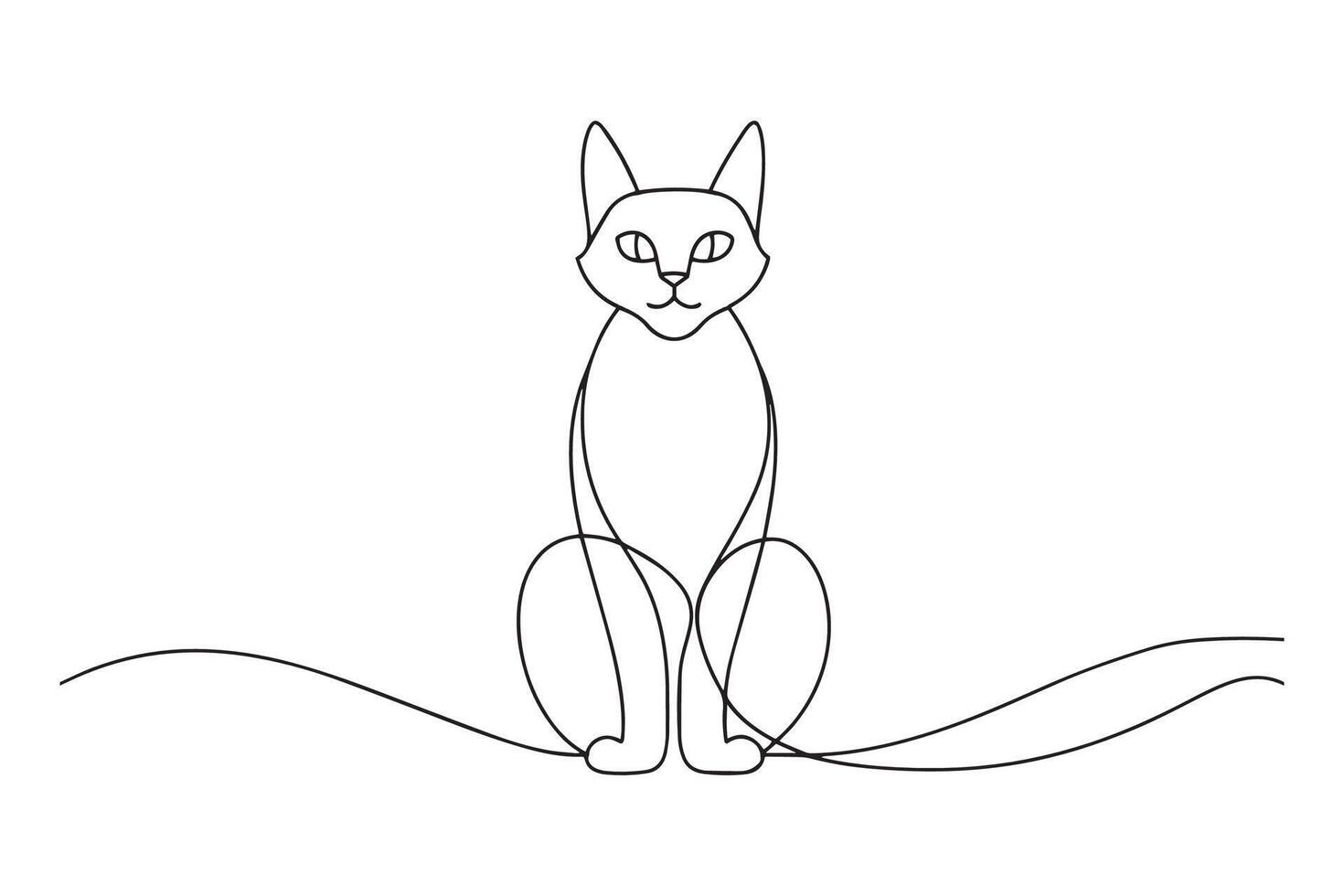 Cat Continuous line art illustration on white background vector