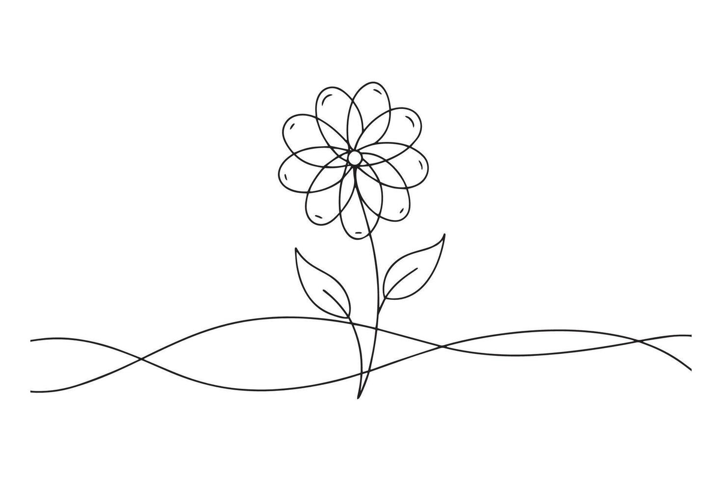 flower continuous line art illustration vector