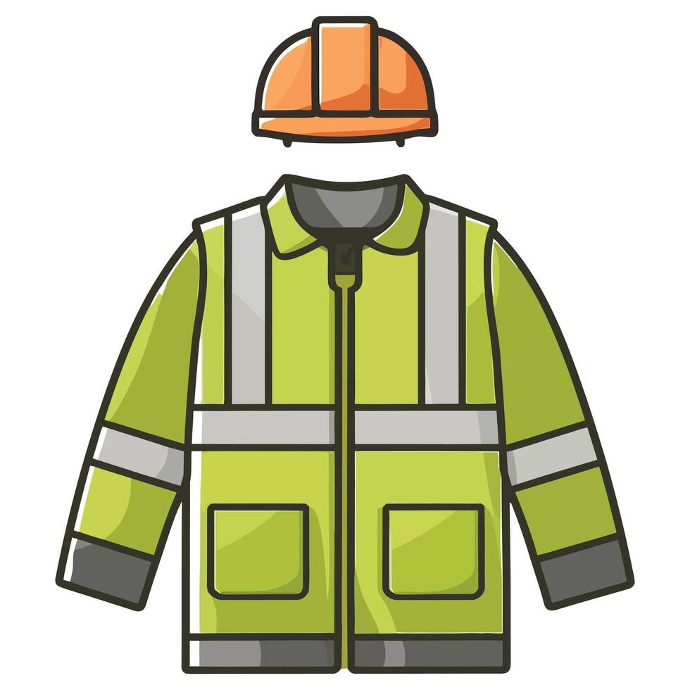 Construction worker jacket and helmet illustration isolated vector