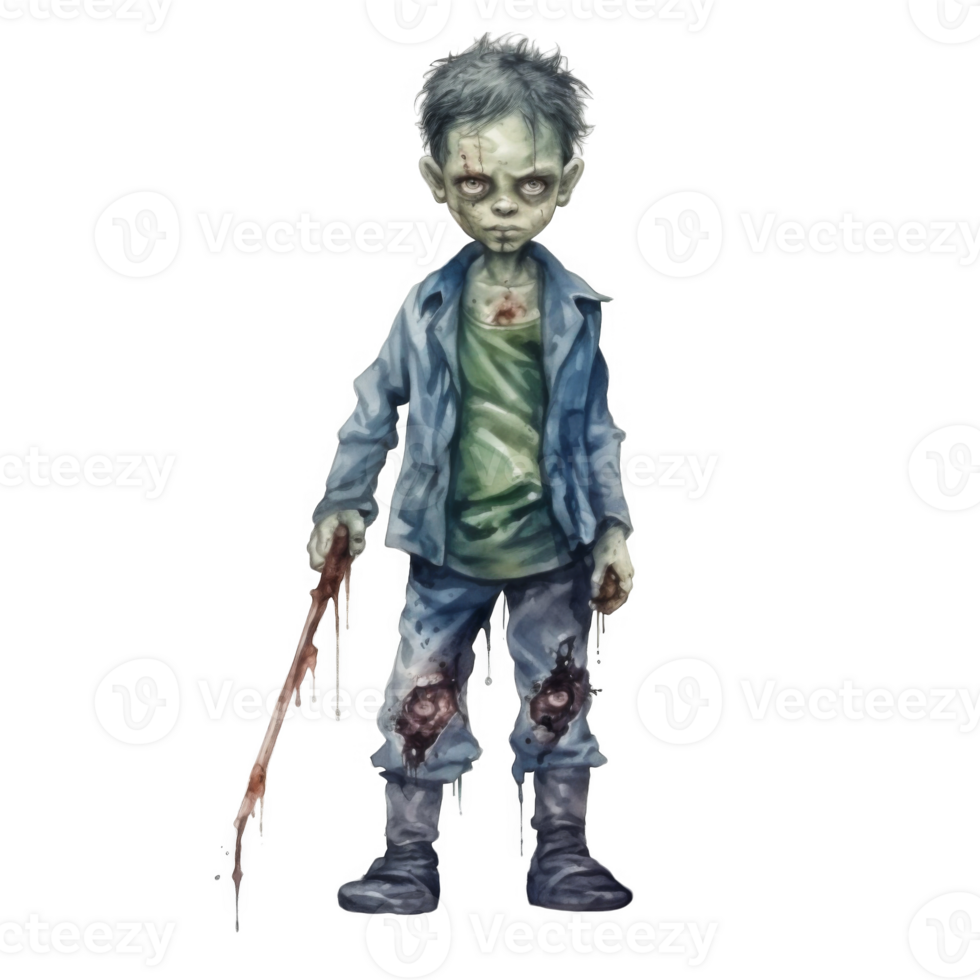 A zombie child holding a dripping stick png