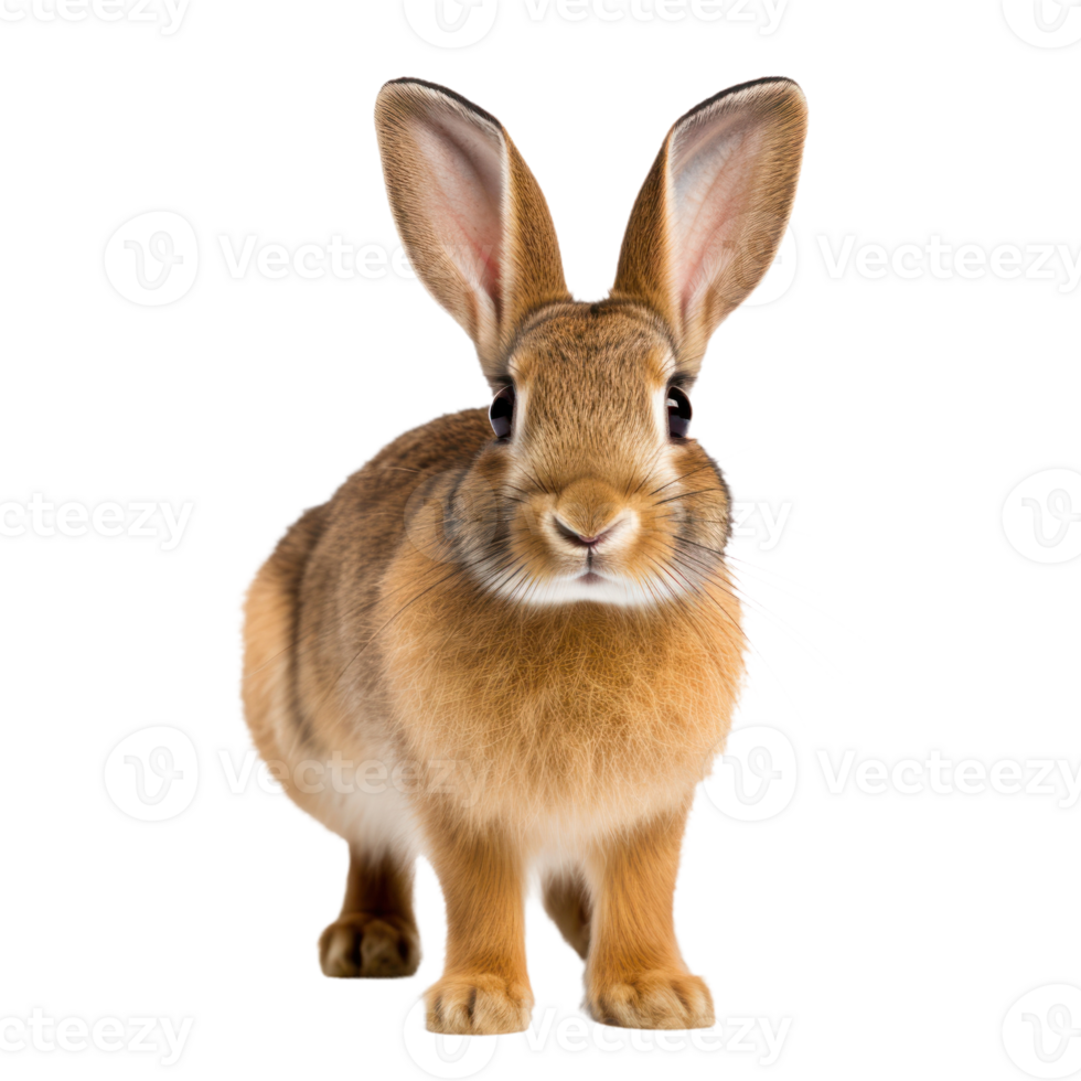 Fluffy Brown Rabbit On Isolated Background. Cute Brown Rabbit Standing. png