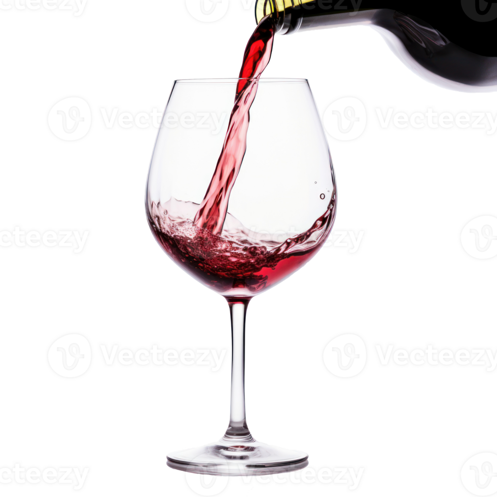 Pouring Red Wine Into Glass, Elegant Flow And Splash On Isolated Background png