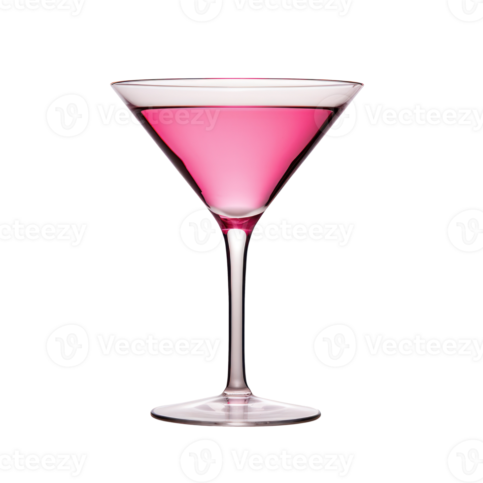 Classic Martini Glass With Pink Cocktail On Isolated Background. Refreshing Drink png