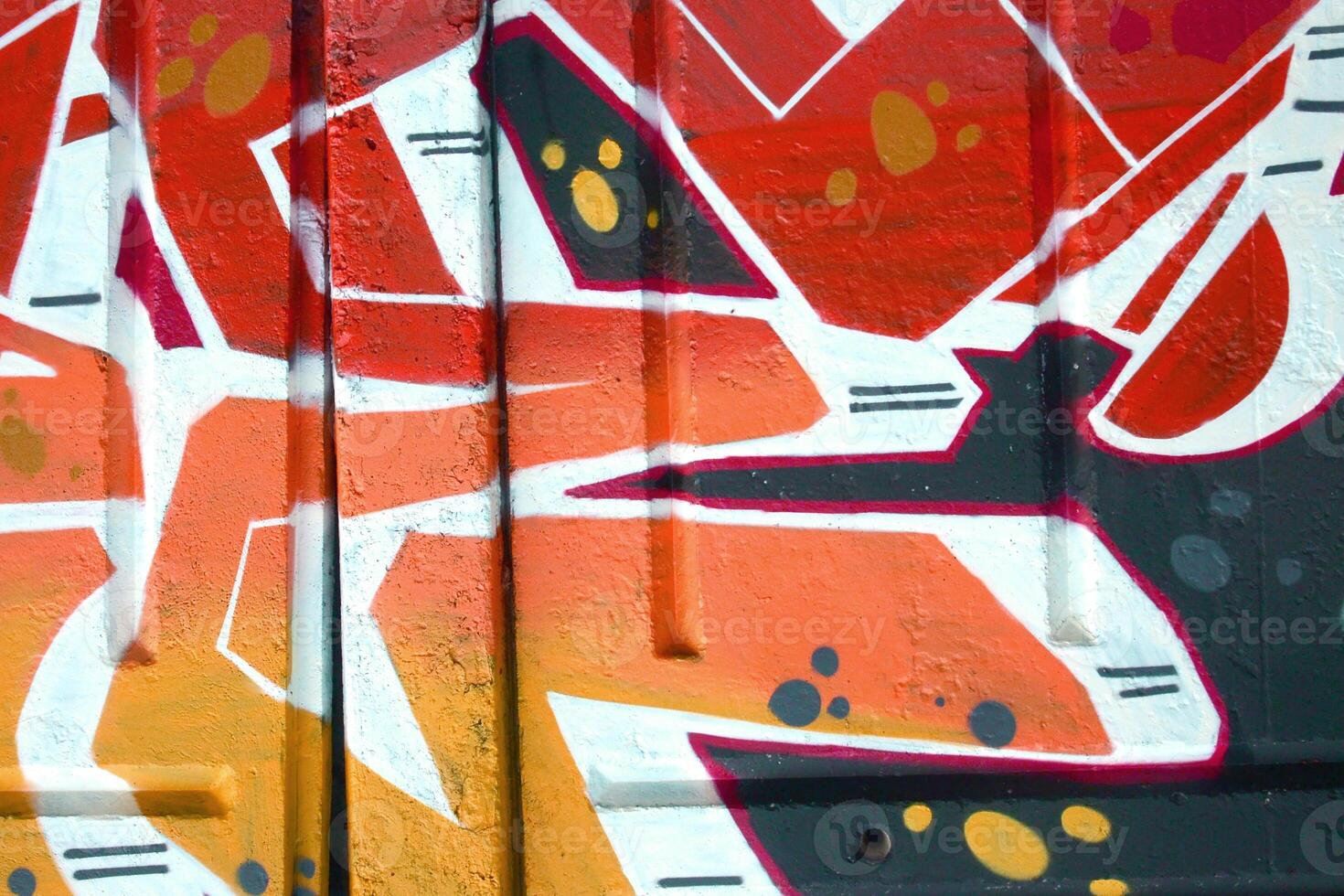 Colorful background of graffiti painting artwork with bright aerosol outlines on wall. Old school street art piece made with aerosol spray paint cans. Contemporary youth culture photo