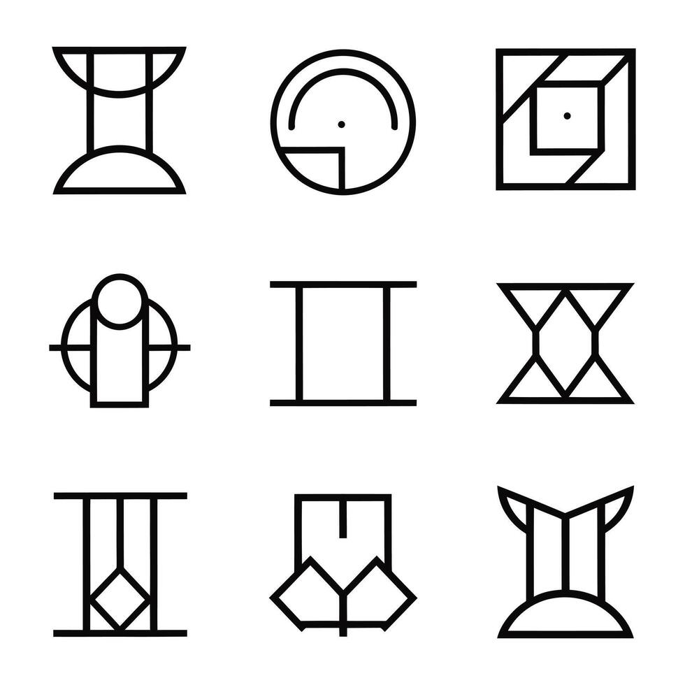 Minimalist outline letter I logo pack, Minimal Geometric shape alphabet letter I icon collection vector