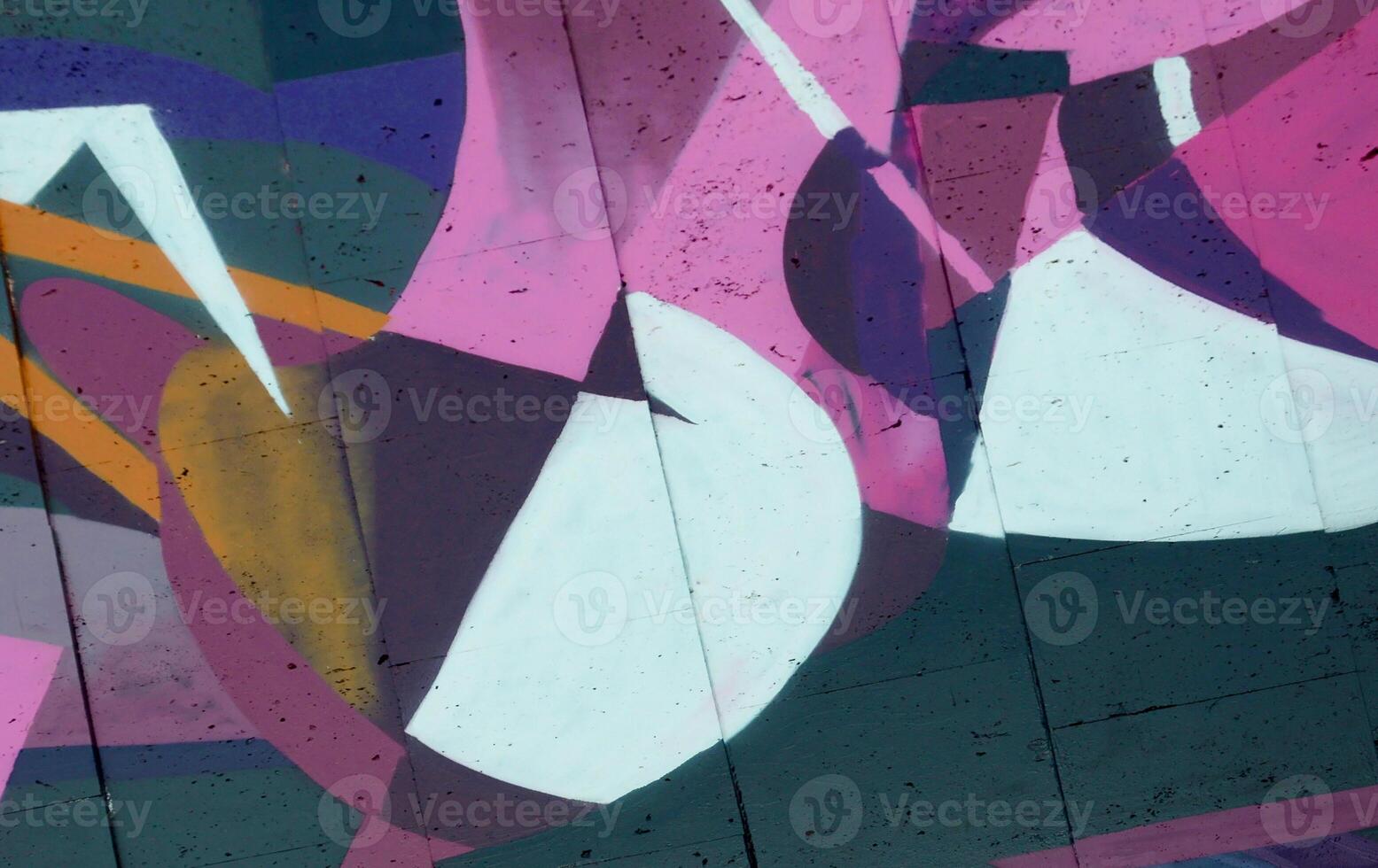 Colorful background of graffiti painting artwork with bright aerosol outlines on wall. Old school street art piece made with aerosol spray paint cans. Contemporary youth culture photo