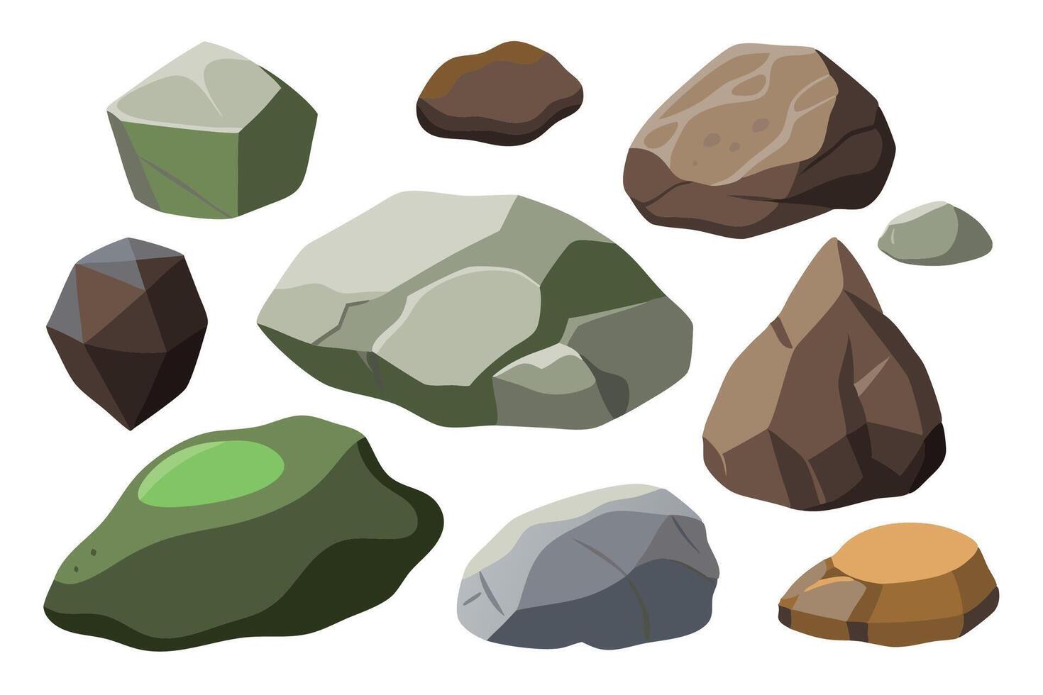 Various rocks illustration set on white background vector