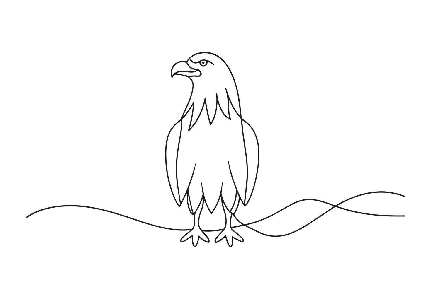 Eagle Continuous line art illustration on white background. vector