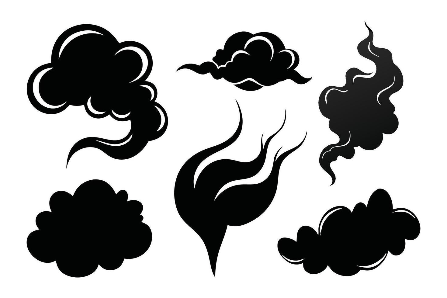Black and white smoke illustration set on white background vector