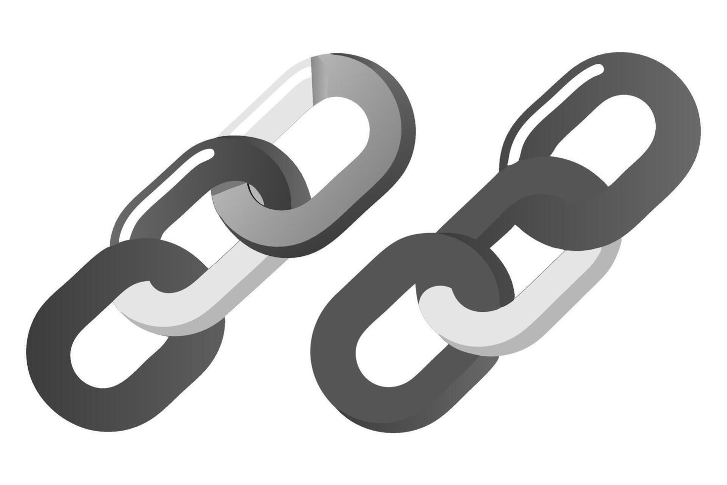 Shiny black and white chain link illustration set on white background. vector