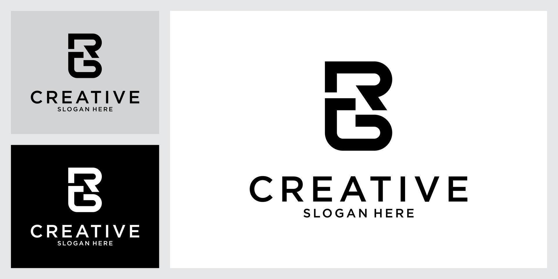 RG or GR initial letter logo design vector