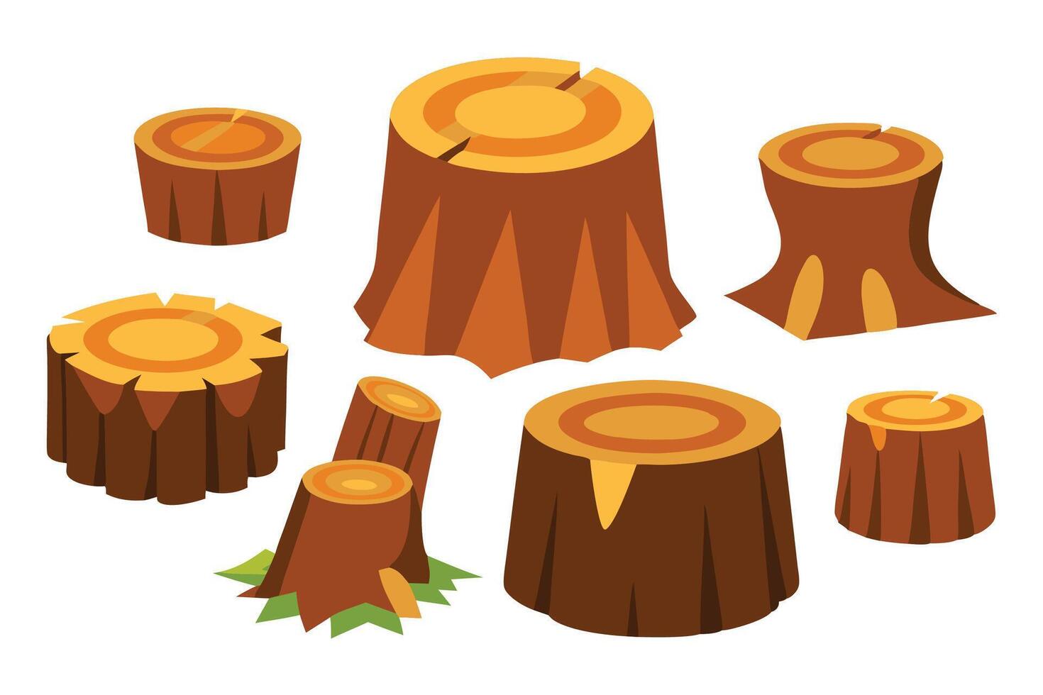 Tree stump illustration set on white background. vector