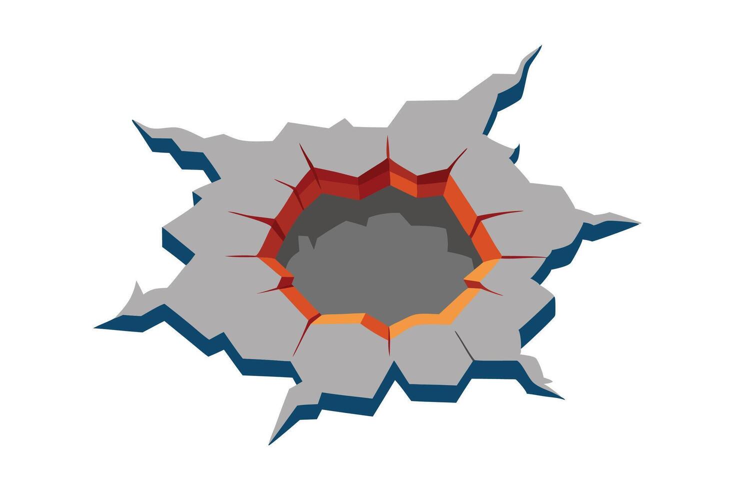 A hole in the wall with a second hole, possibly caused by damage or wear and tear flat illustration on white background vector
