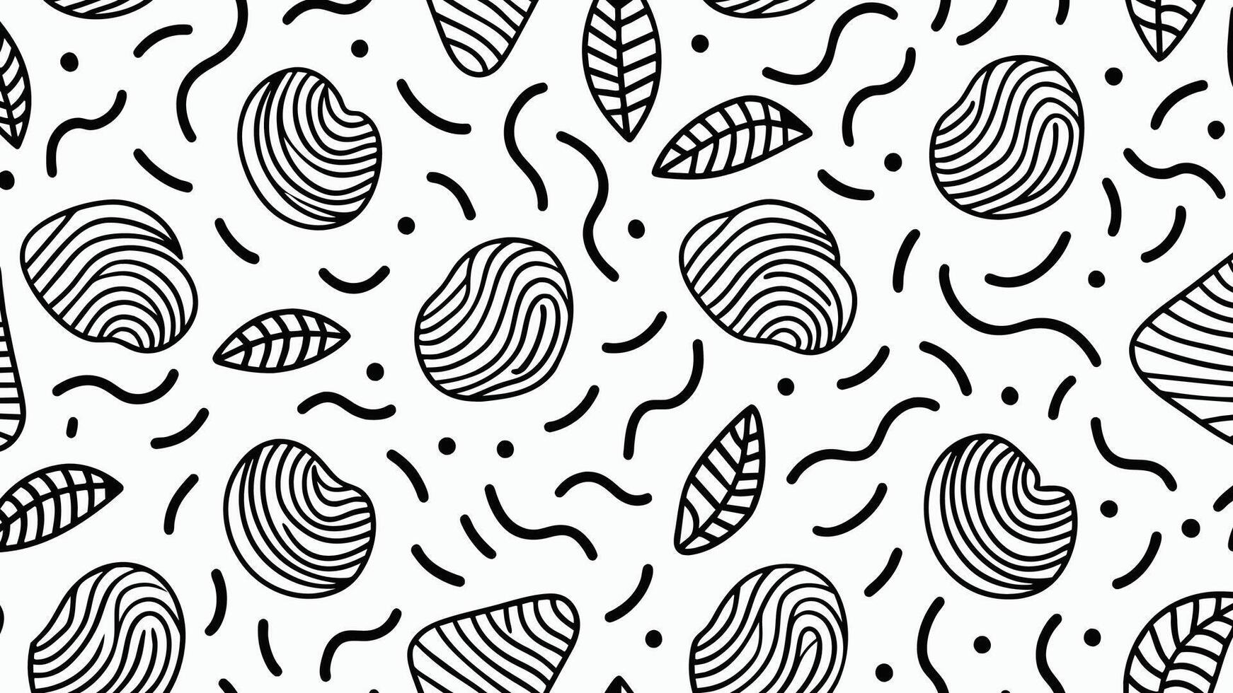 Fun black and white line doodle seamless pattern creative flat abstract shape illustration vector