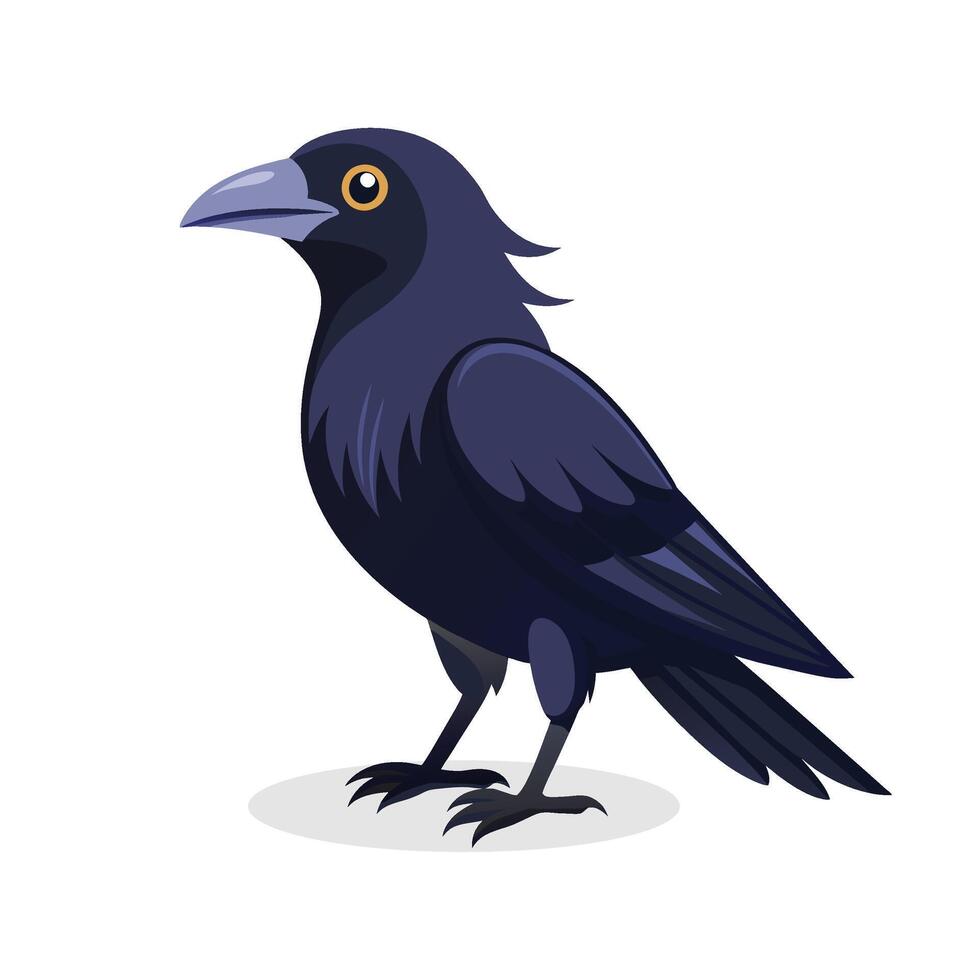 Crow bird flat illustration on white background. vector