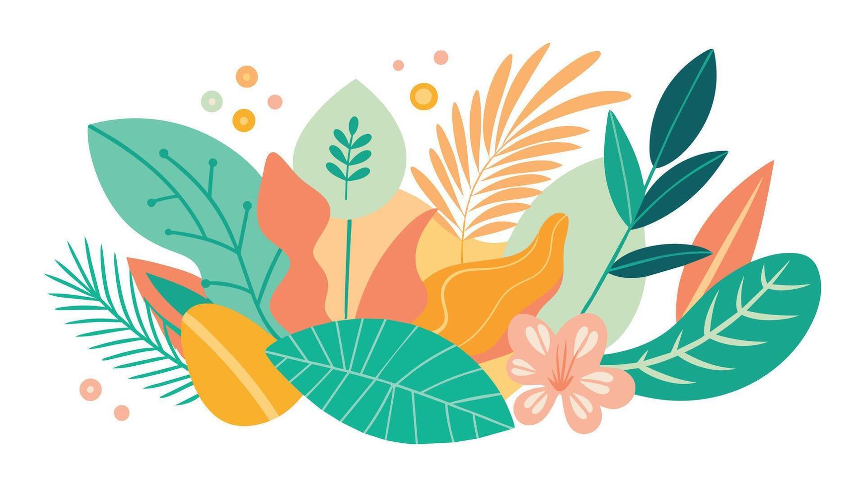 Nature eliments abstract flower and leaves shapes illustration on white background vector