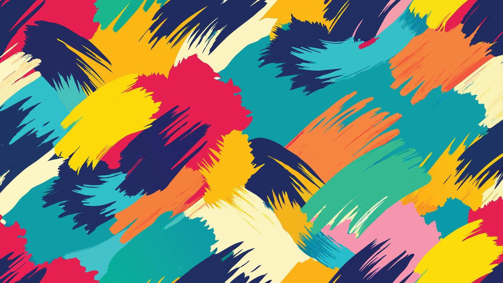 Colorful abstract brush stroke painting seamless flat illustration. vector