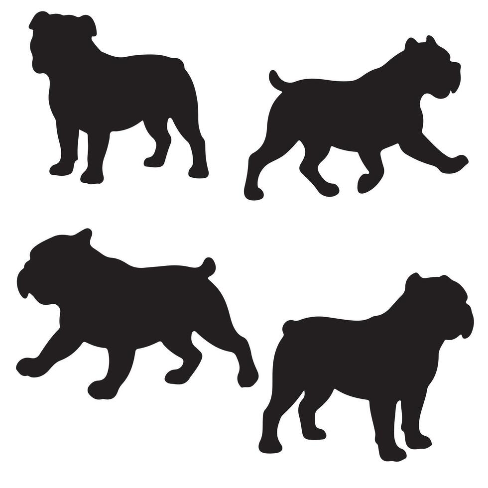 Bulldog silhouette bundle vector