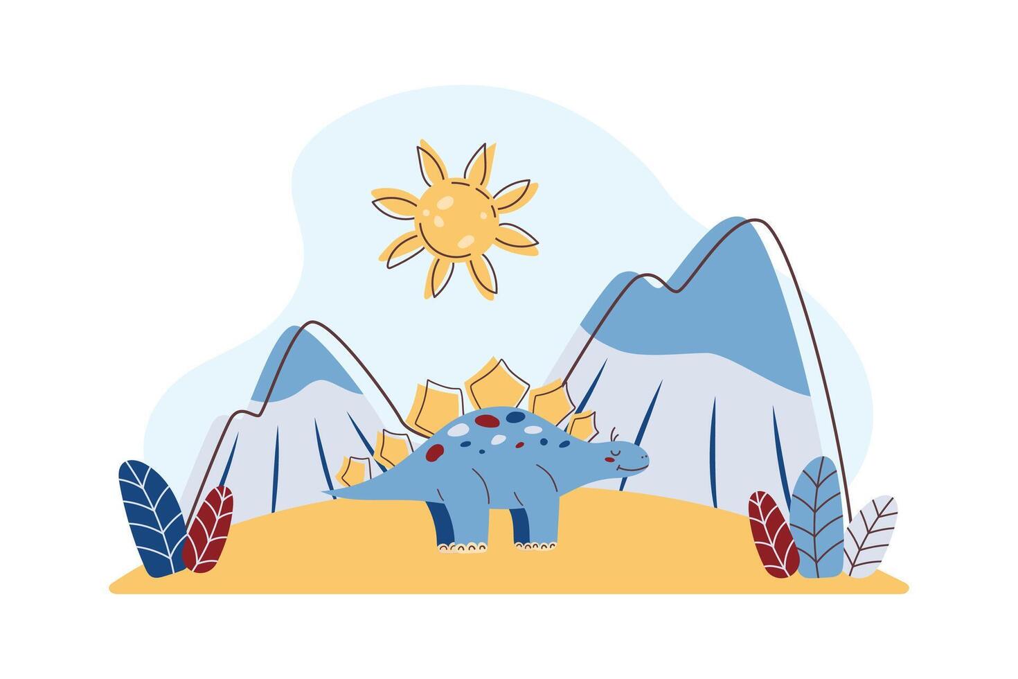 Cute stegosaurus. Dinosaur Kids Style. Cute character. Flat illustration. vector