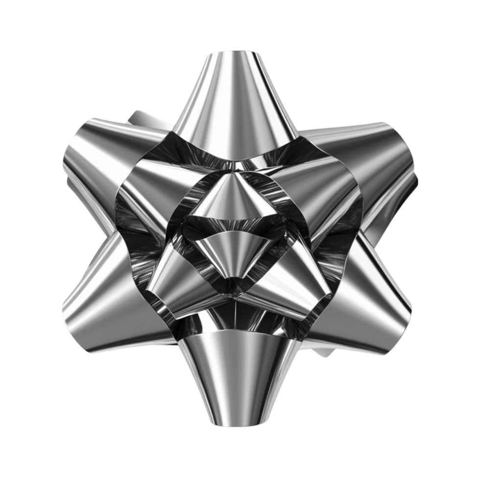 3D Metallic Star Sculpture with Hexagonal Base png