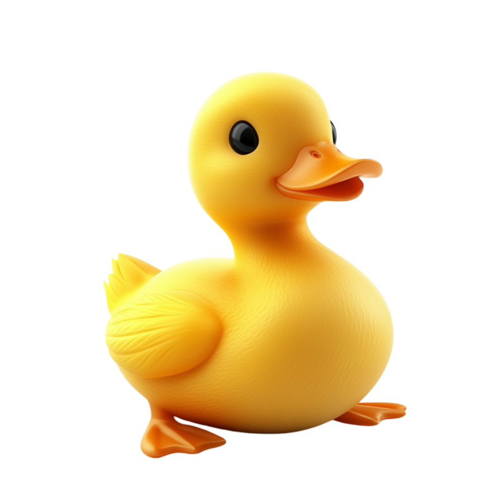 3D Rendering of Yellow Rubber Duck Standing Upright is standing upright on a plain png