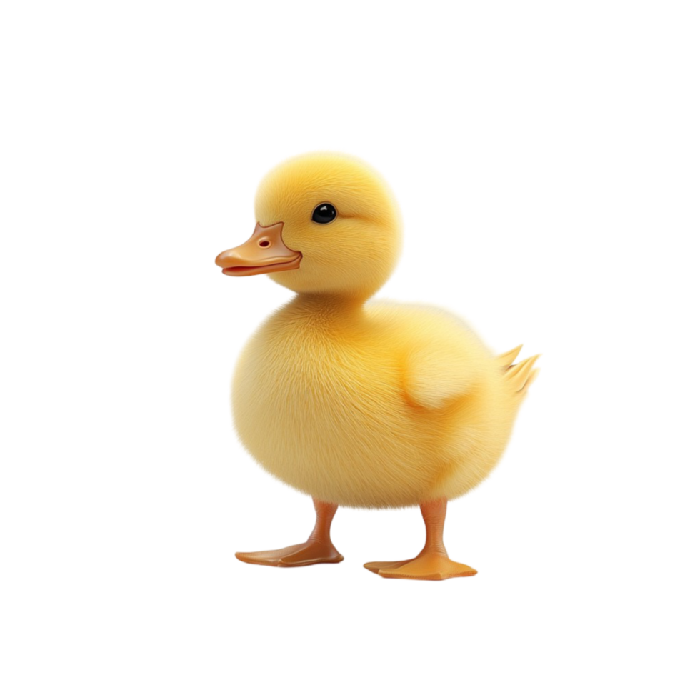 3D Animated Beige Duck with Black Eye and Brown Beak png