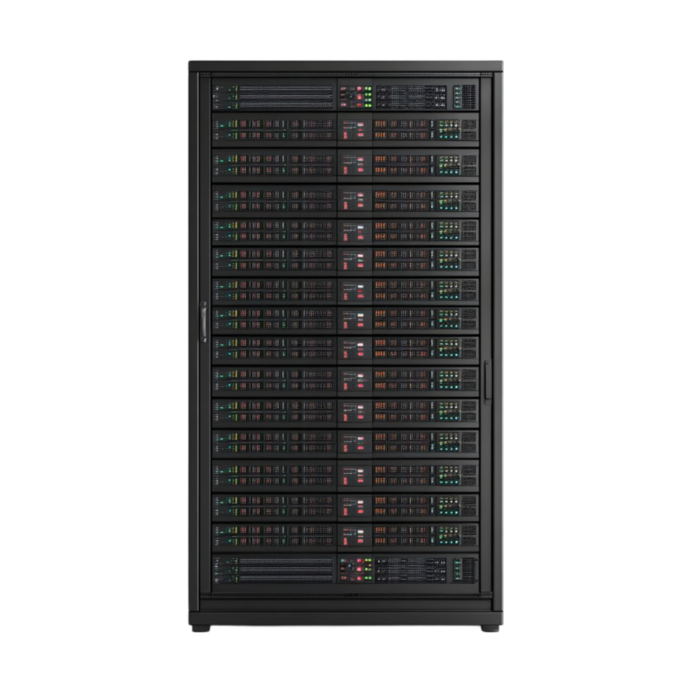 Rack-Mountable Black Network Storage Device with RAID Status Display png