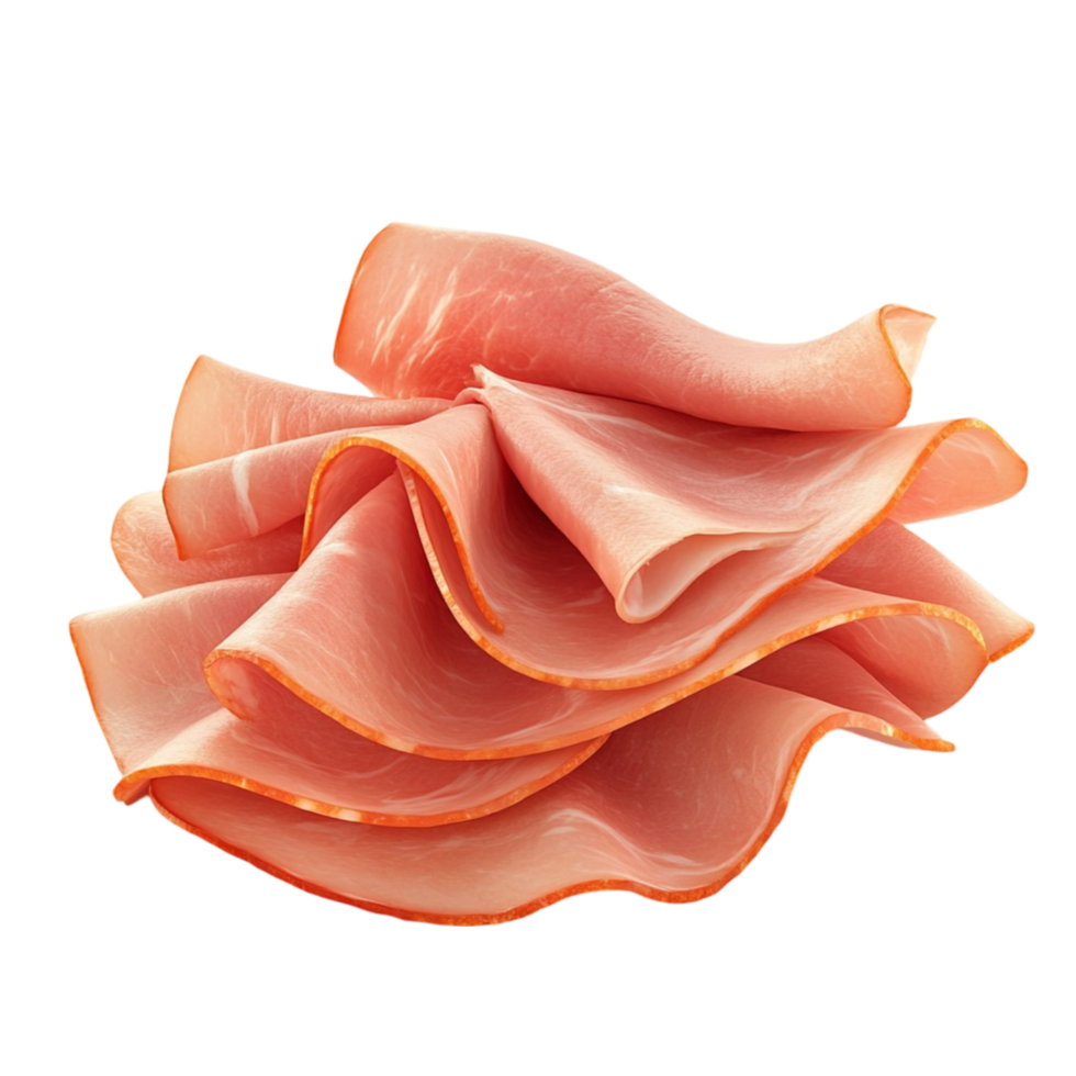 Close-Up of Pile of Sliced Salami with Red Tint png