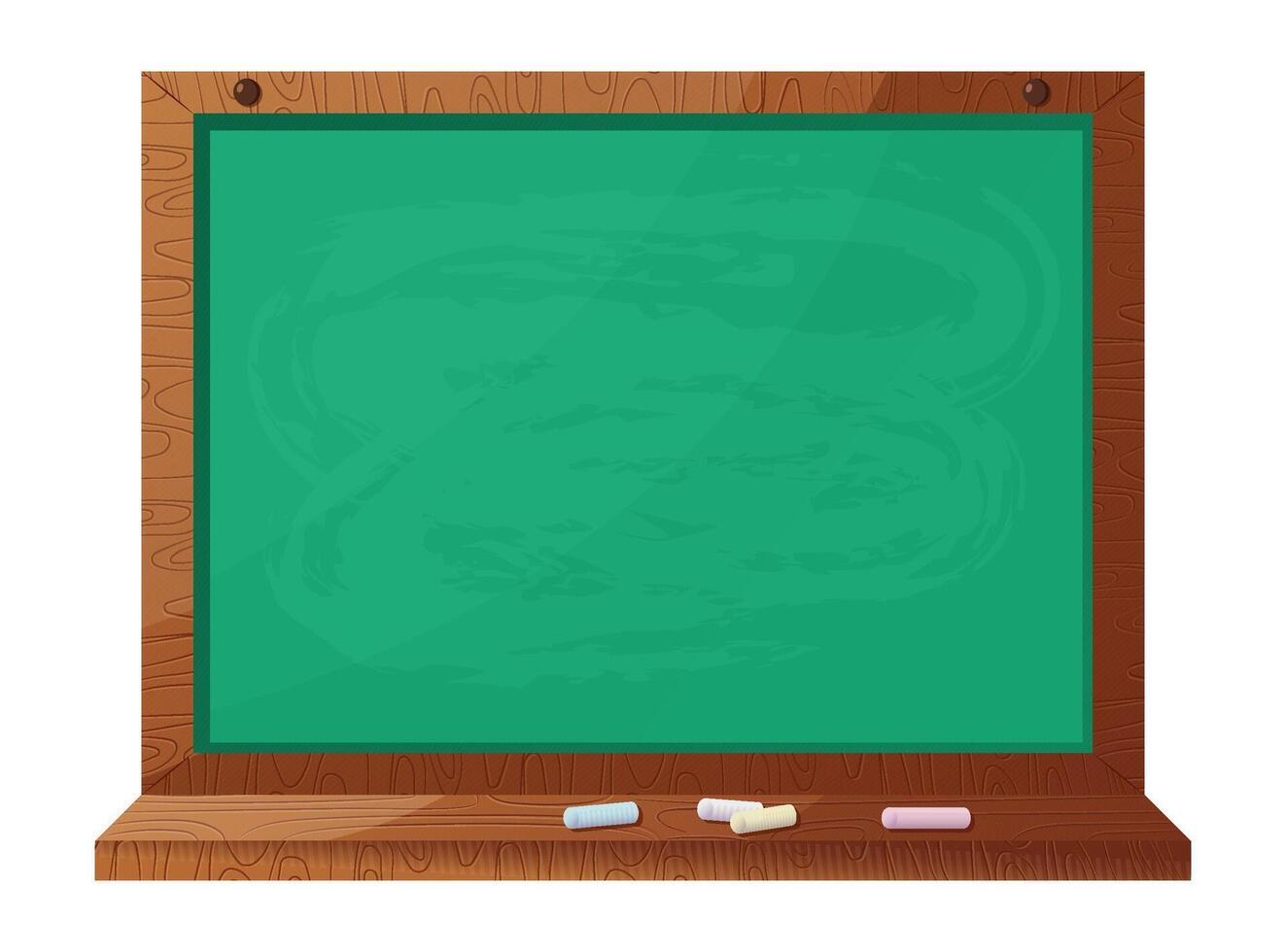 Green Chalkboard with Wooden Frame and Chalks vector