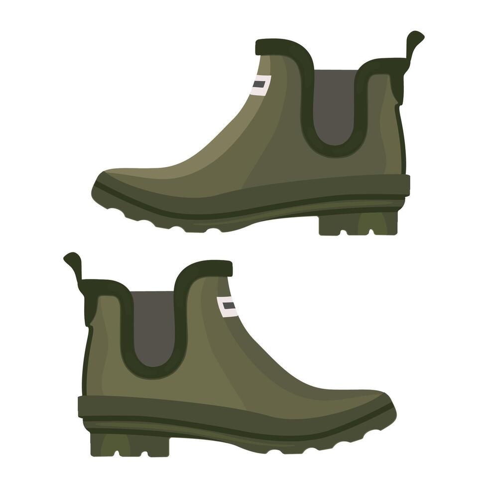 Green Rubber Boots, Hunter Ankle Rain Boots vector