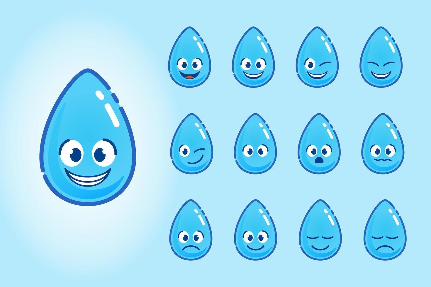 Cute Water Drop Icon Set vector