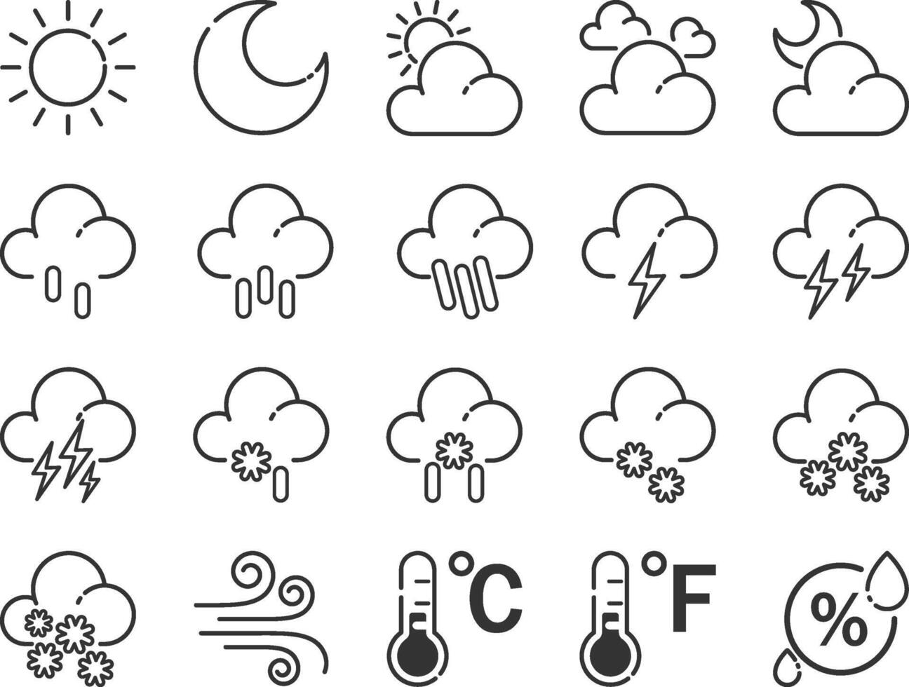 Weather Condition Line Icon Set vector