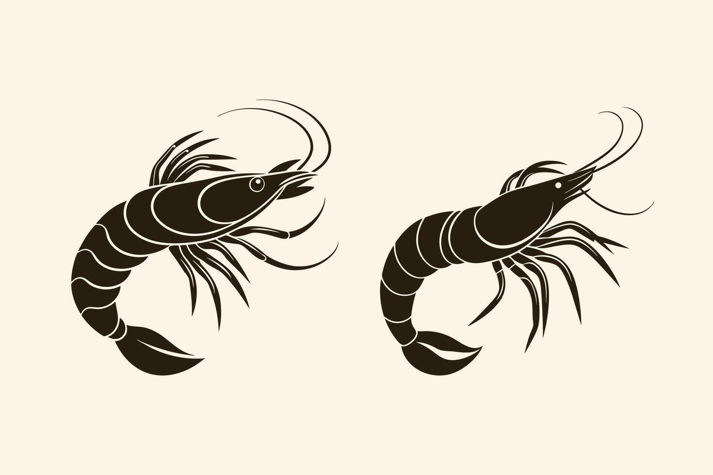 Shrimp silhouette logo and illustration design vector
