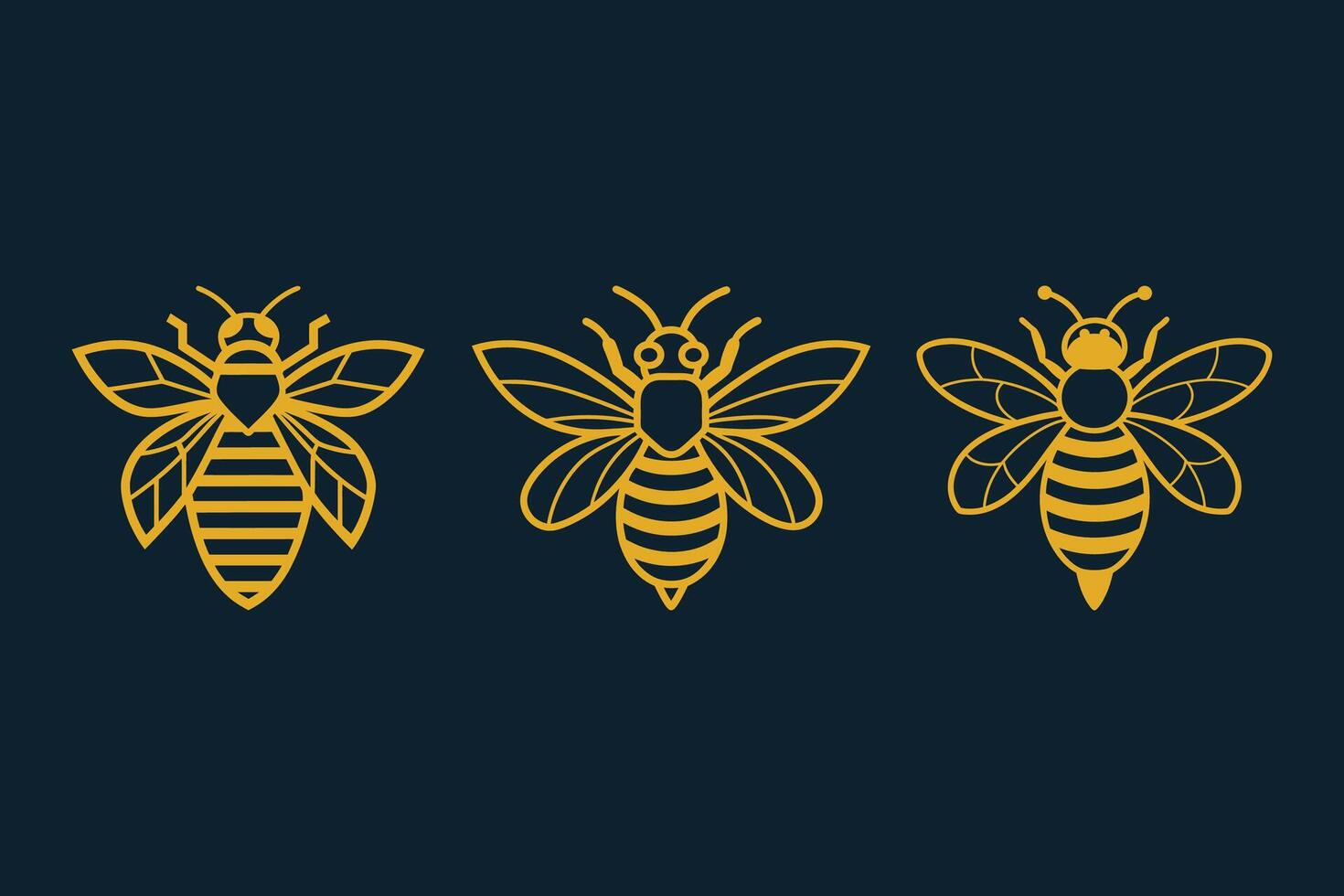 Honey Bee simple silhouette line art logo and symbol icon illustration vector