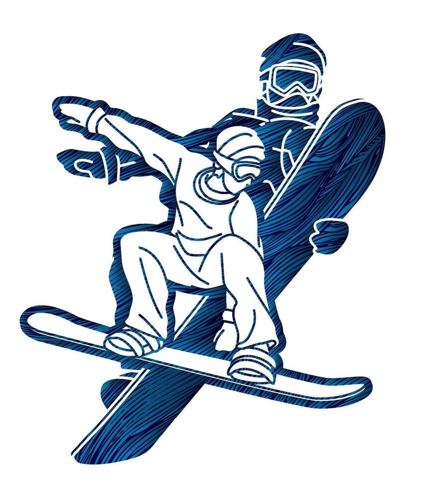 Extreme Sport Snowboard Players Mix Action vector