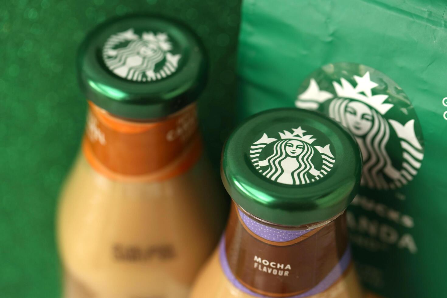 KYIV, UKRAINE - APRIL 20, 2024 Starbucks Frappuccino Coffee Drink. Seattle based Starbucks is the largest coffeehouse company in the world, with over 20,000 stores photo