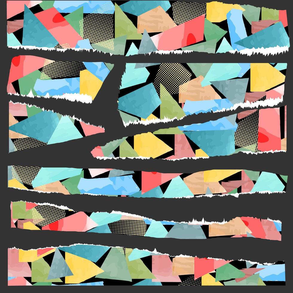 set for collage from scraps of multi-colored paper vector