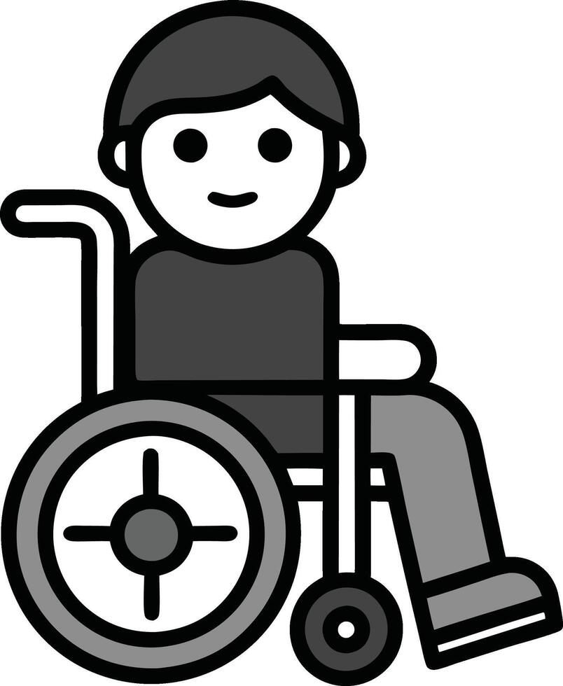 Man on wheelchair - cartoon, clipart, and line art for digital design projects vector