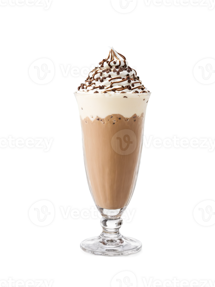 Mocha milkshake coffee shop glass espresso shot chocolate whipped cream png