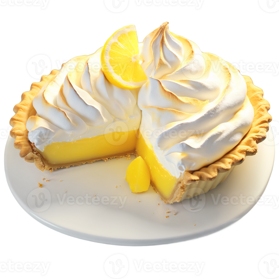 Lemon meringue pie with a flaky golden crust tangy lemon filling and a pillowy meringue png