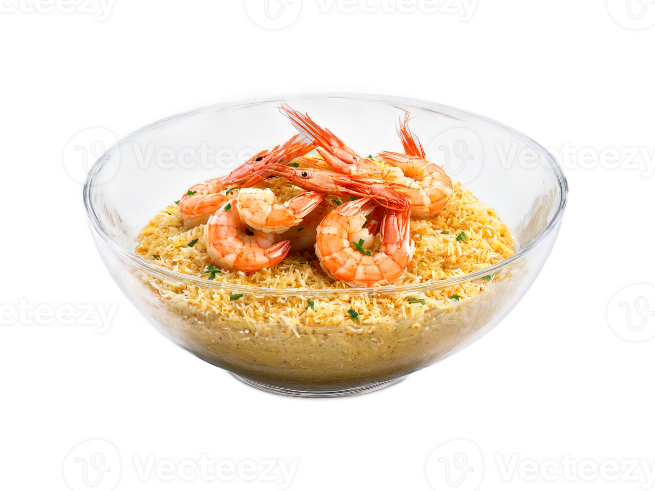 Prawn Curry with coconut milk and fresh prawns served in a transparent glass dish coastal png