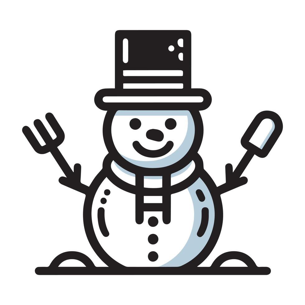 Christmas snowman flat . Snowman cartoon vector