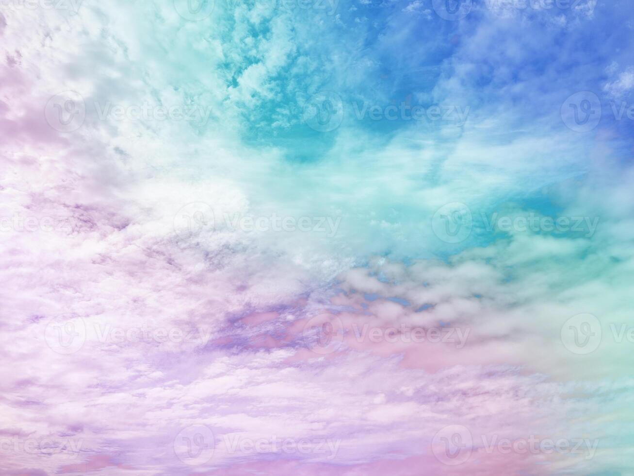 beauty sweet pastel green and purple colorful with fluffy clouds on sky. multi color rainbow image. abstract fantasy growing light photo
