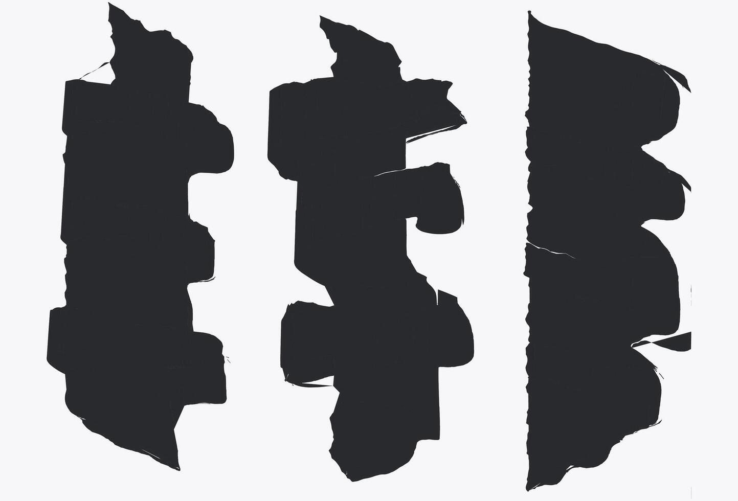 Three torn strips of elongated black paper vector