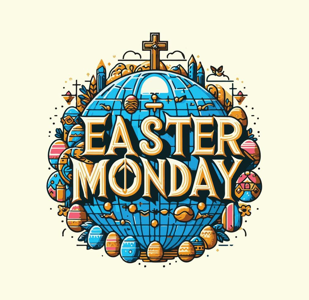 Easter Monday Font Style illustration vector
