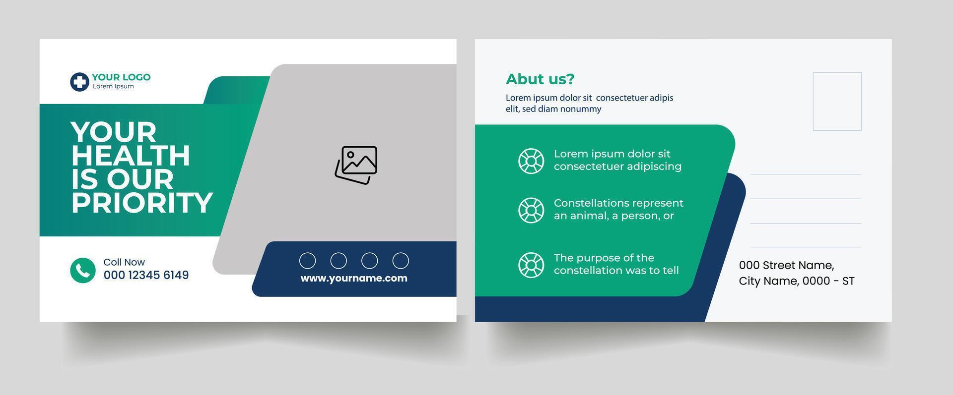 corporate Medical Post Card Design vector