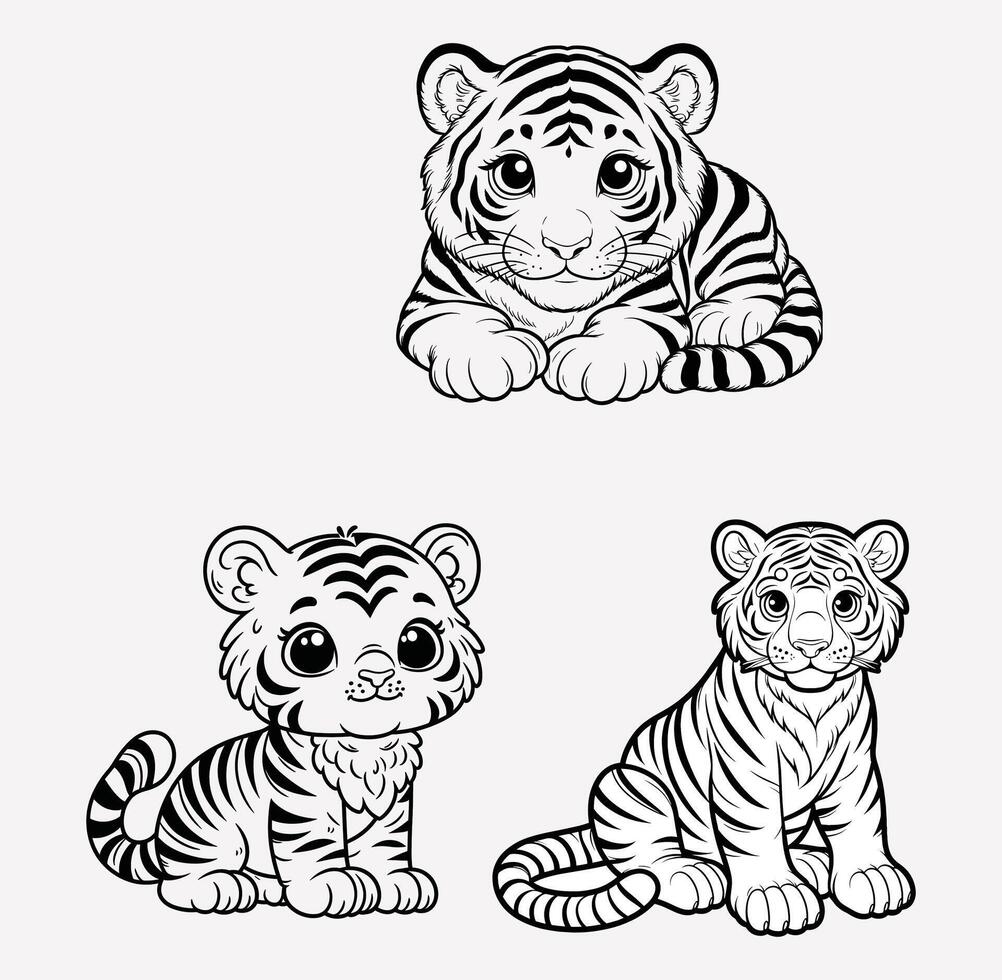 illustration featuring the tiger's face against a white backdrop. The drawing is clear and simple vector
