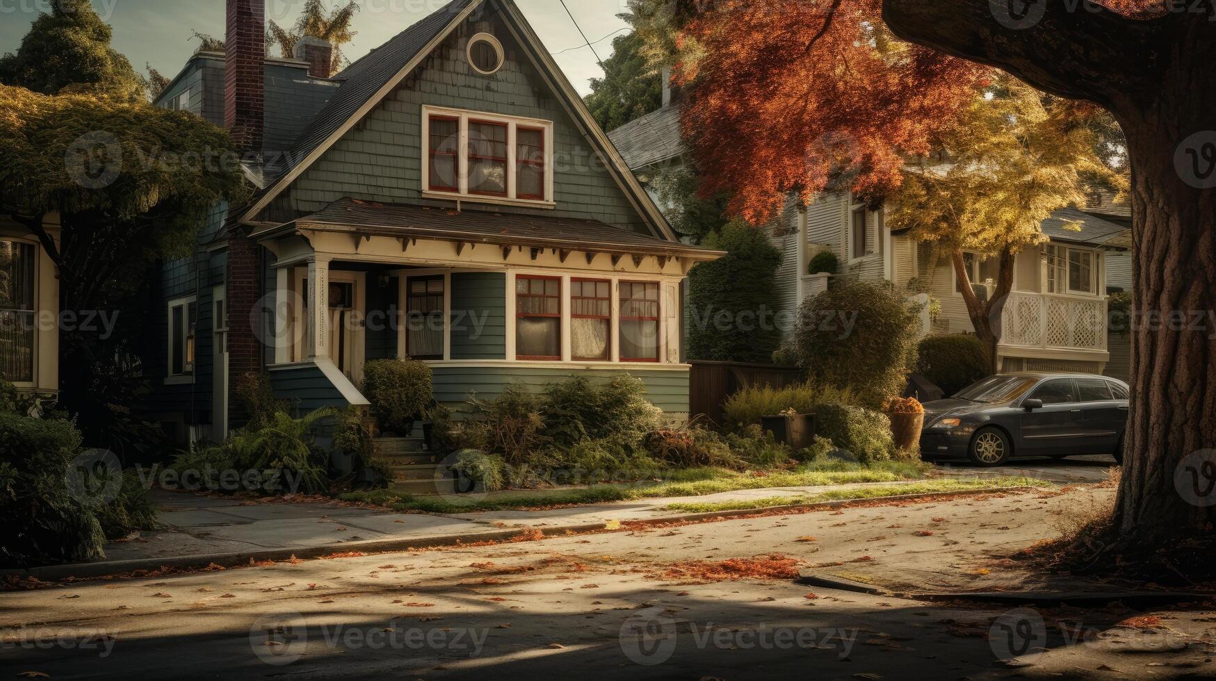 An old house sitting on side of the street photo