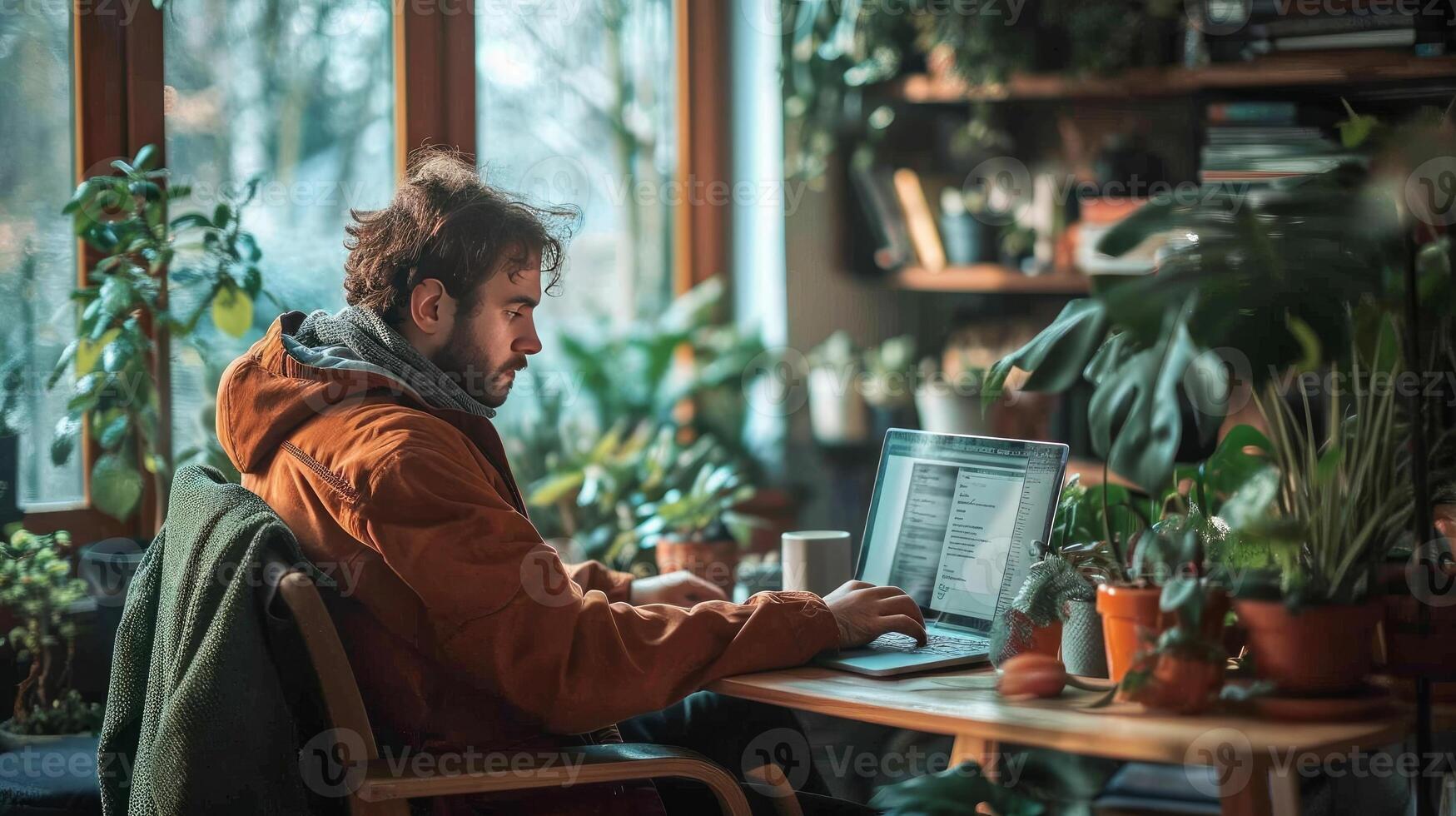 Freelance man working in front of the computer photo