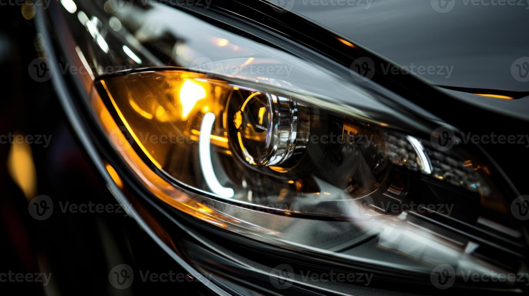 Close up, details of car lights photo